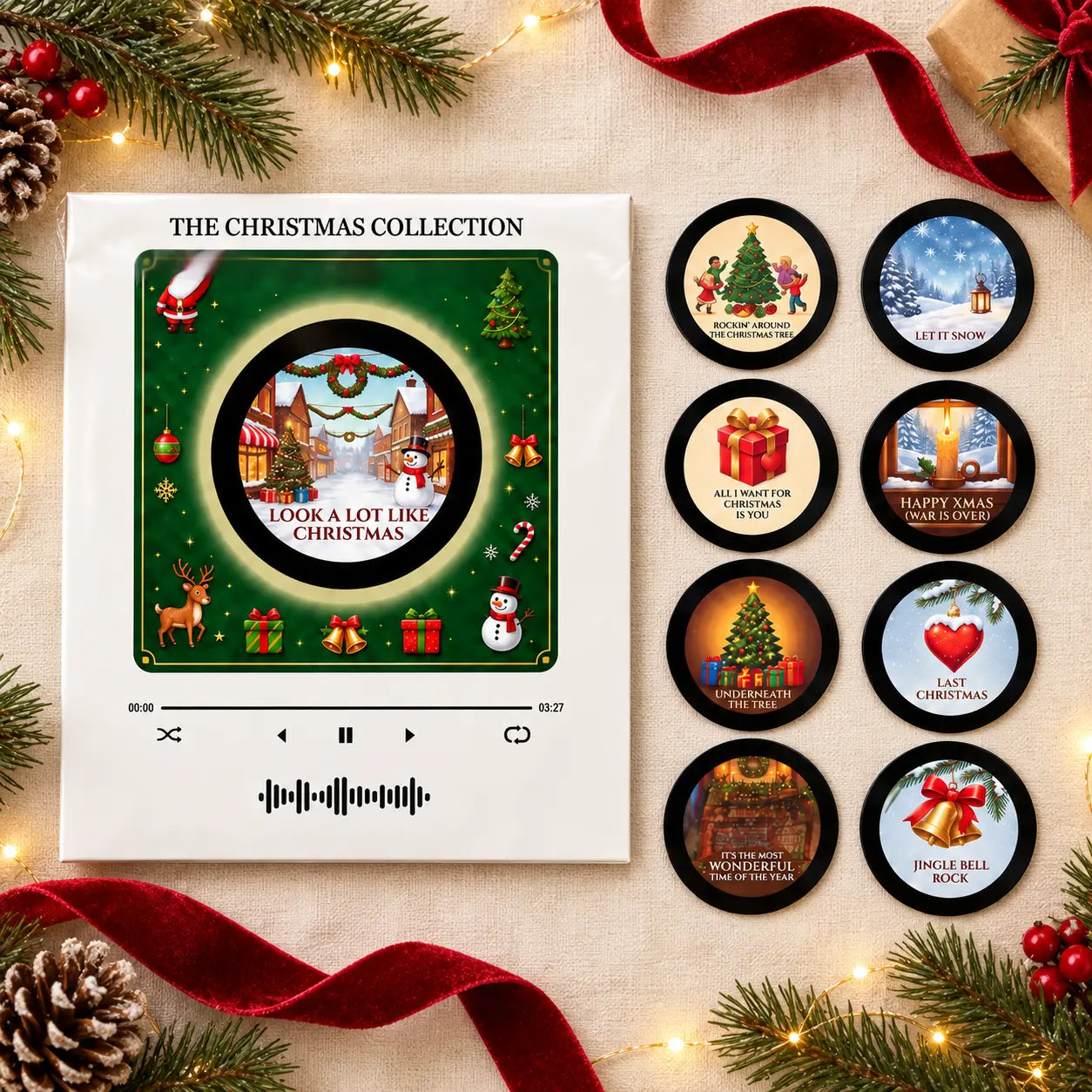 The Christmas Collection and eight miniature records arranged as a gift
